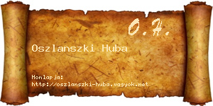 Oszlanszki Huba névjegykártya